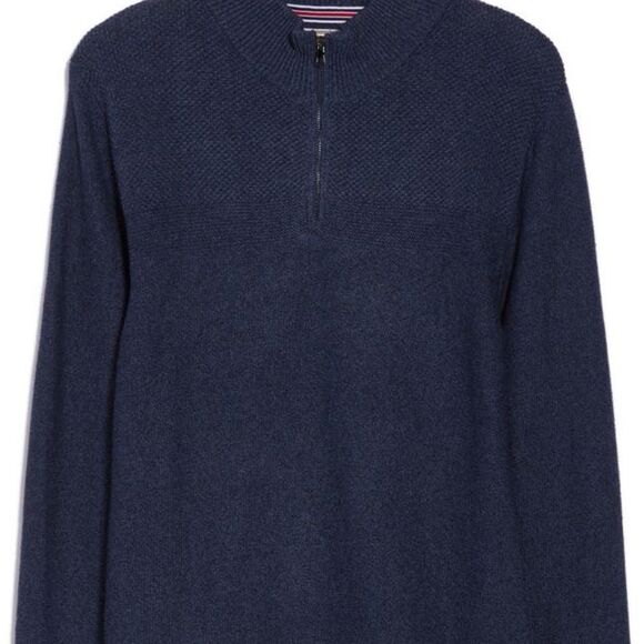 Flag and Anthem Charmaine Mixed‎ Stitch 1/4 Zip Mockneck Sweater M Navy Nwt - Picture 5 of 8